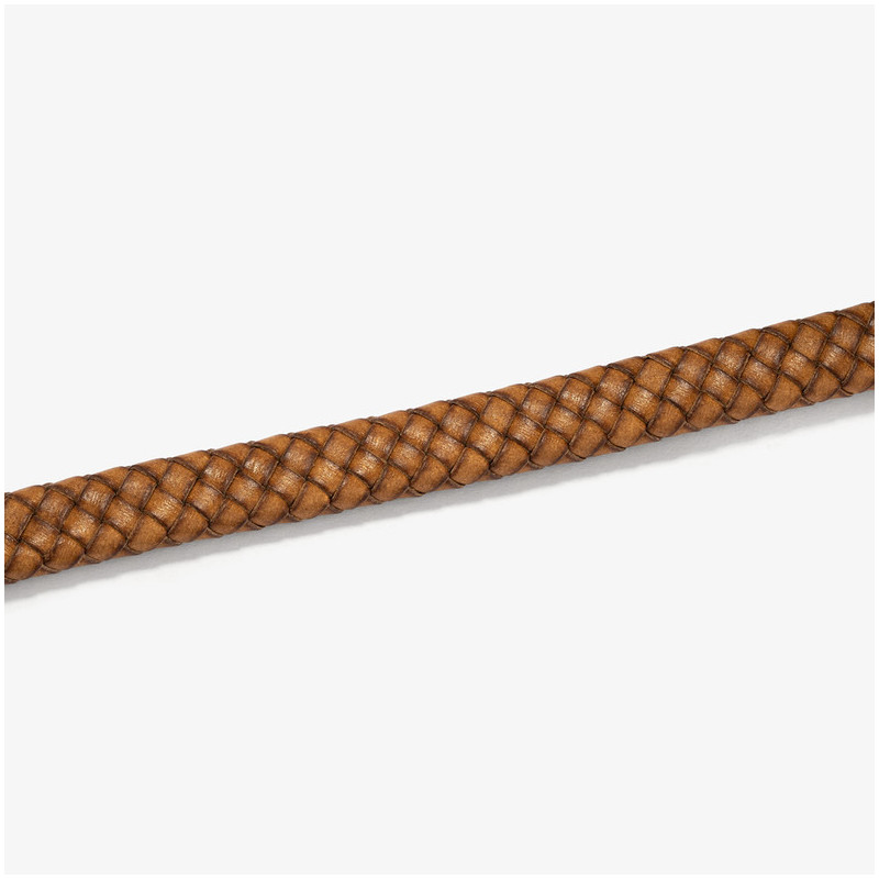 Pulsera Hombre Trama Camel/Plata | Cuero y Acero con Elegancia