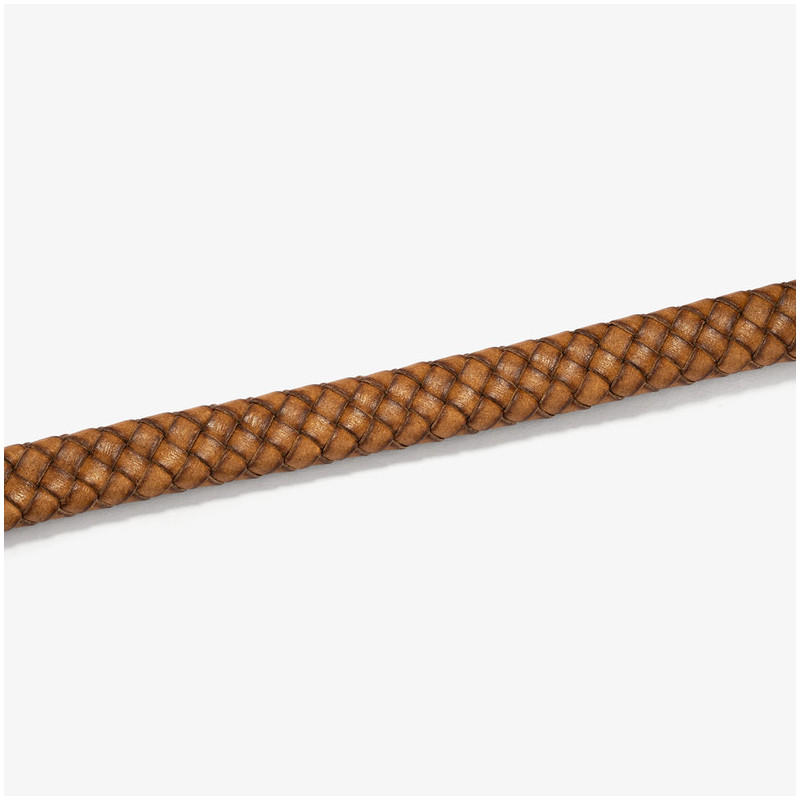 Pulsera Hombre Trama Camel/Oro | Cuero y Acero Sofisticados