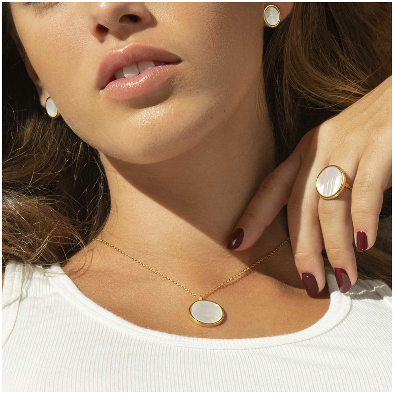 Anillo Redondo de Oro con Perla MOTHER OF PEARL Radiant