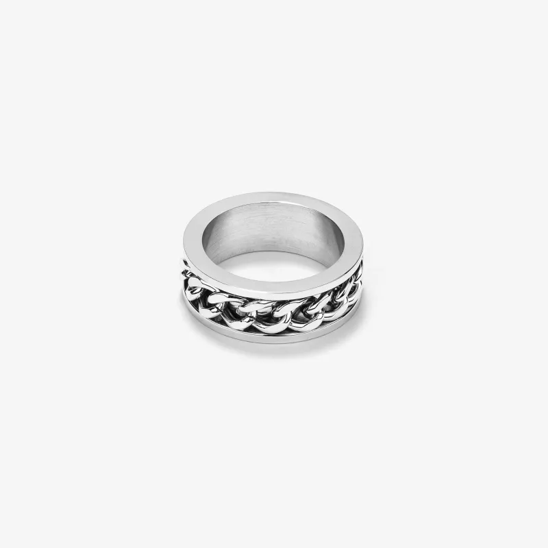 Anillo Hombre Chain Thin Padlock Plateado | Radiant