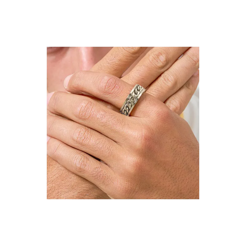 Anillo Hombre Chain Thin Padlock Plateado | Radiant