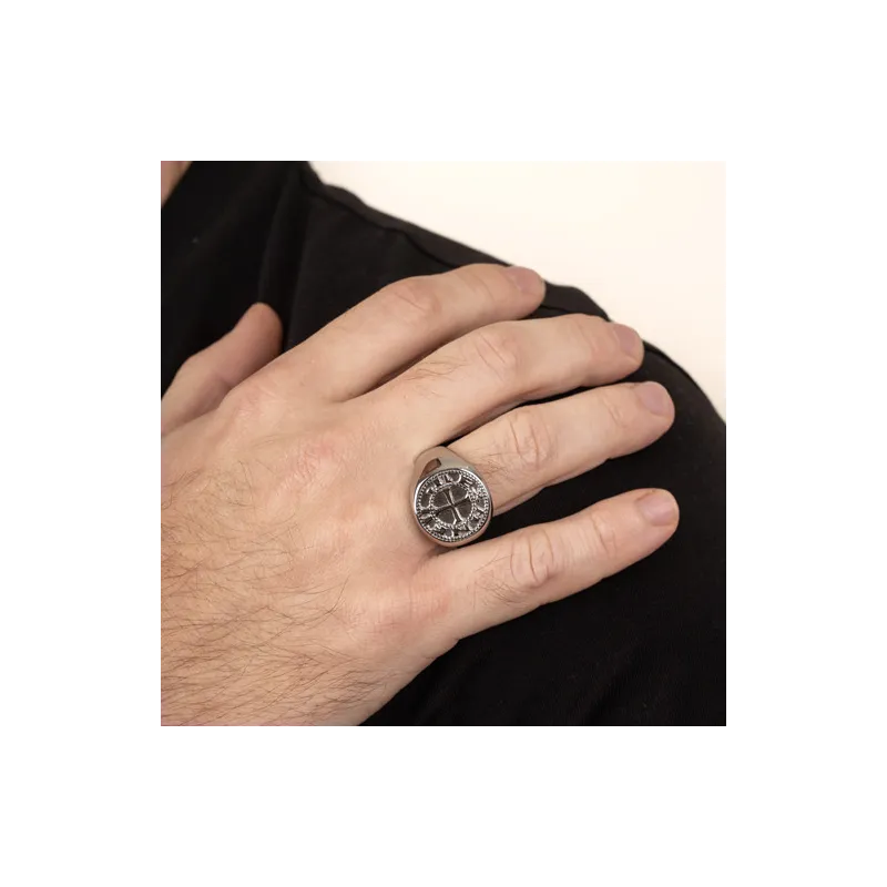 Anillo Hombre Strong Moneda Plateado | Radiant