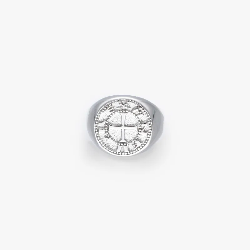 Anillo Hombre Strong Moneda Plateado | Radiant