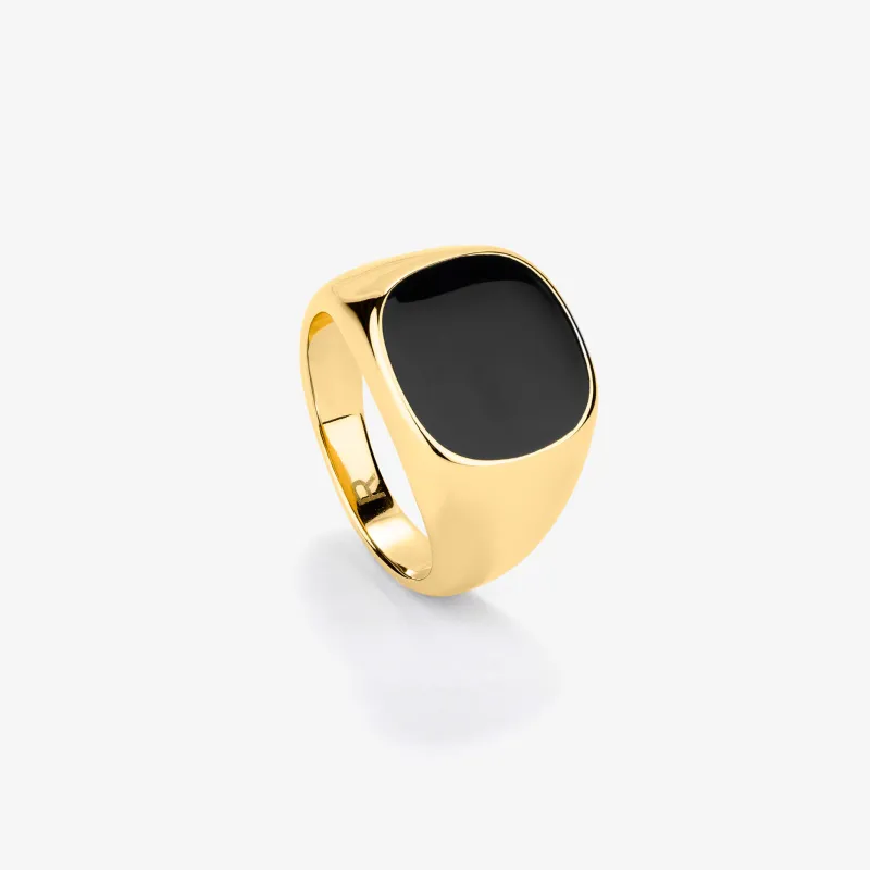 Anillo Hombre Ruiz Negro y Oro T24