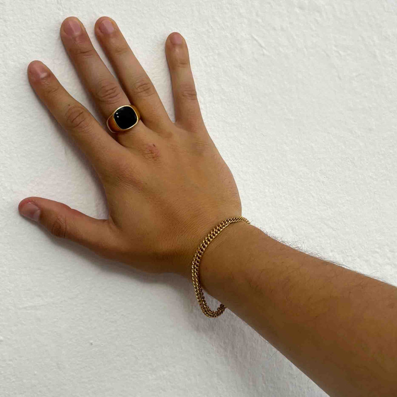 Anillo Hombre Ruiz Negro y Oro T24