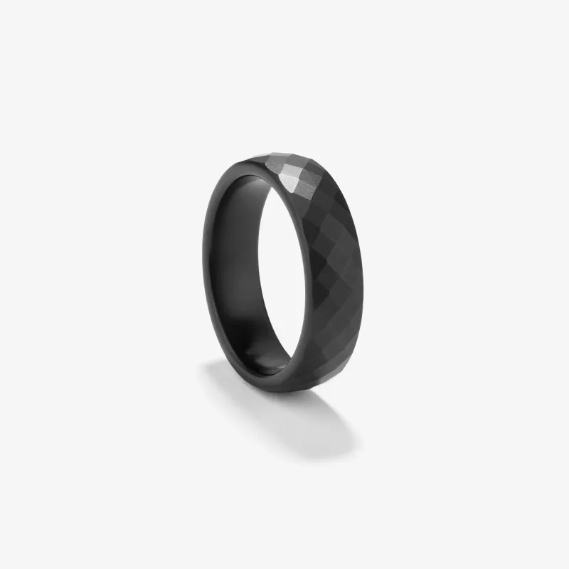 Anillo Facetado Black Matt T26 CERAMIC Hombre RADIANT Joyas