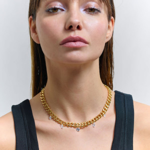 Collar Mujer Gaga Queen Oro | Eslabones Dorados con Detalles Refinados