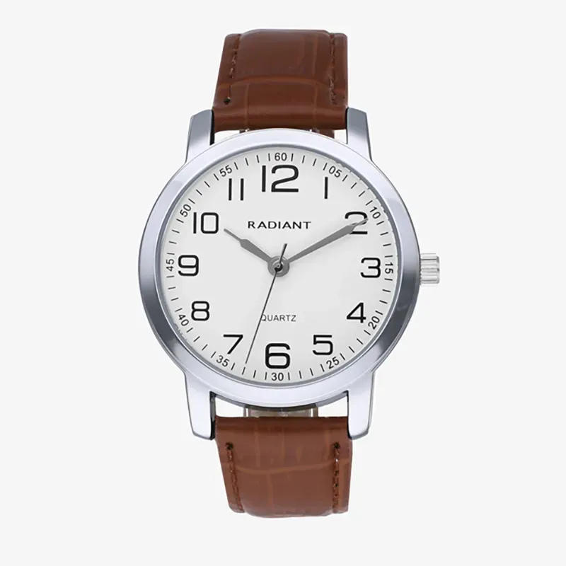 GRAND 40MM WHITE DIAL BROWN LEATHER STRA