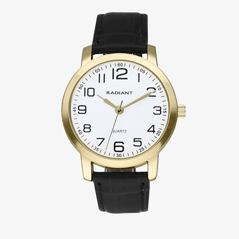GRAND 40MM WHITE DIAL IPG BLACK LEATHER
