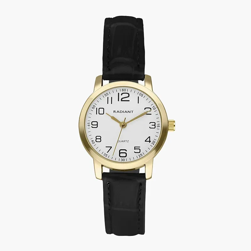 GRAND 28MM WHITE DIAL BLACK LEATHER STR