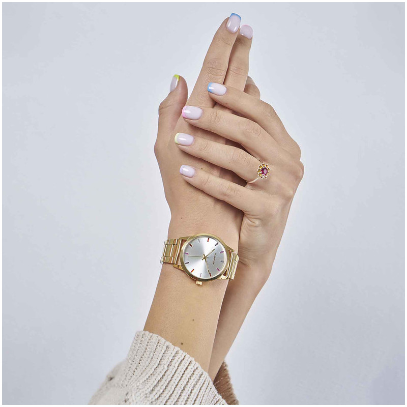 MYKONOS 38MM SILVER DIAL IPG BRACELET