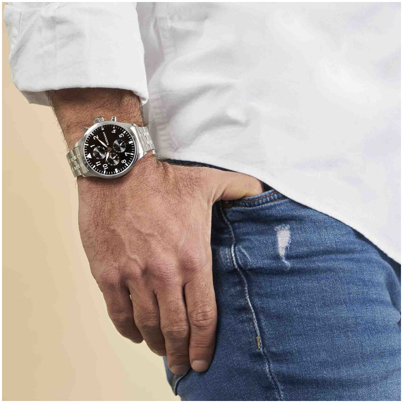 CAIMAN 43MM MULTI BLACK DIAL SS BRACELET
