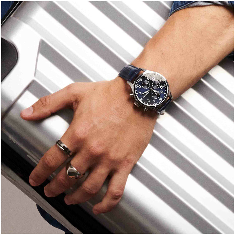 Radiant Caiman Reloj de Hombre con correa de cuero azul