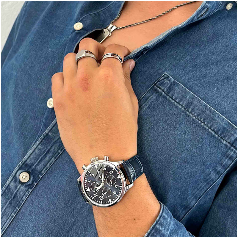 Radiant Caiman Reloj de Hombre con correa de cuero azul