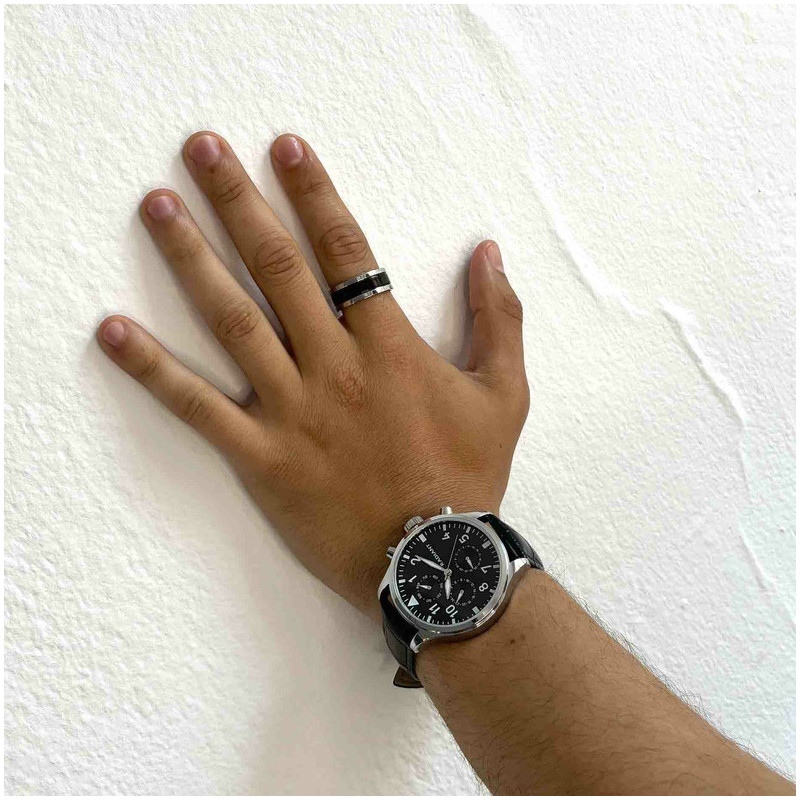 Radiant Caiman Reloj de Hombre con correa de cuero negro