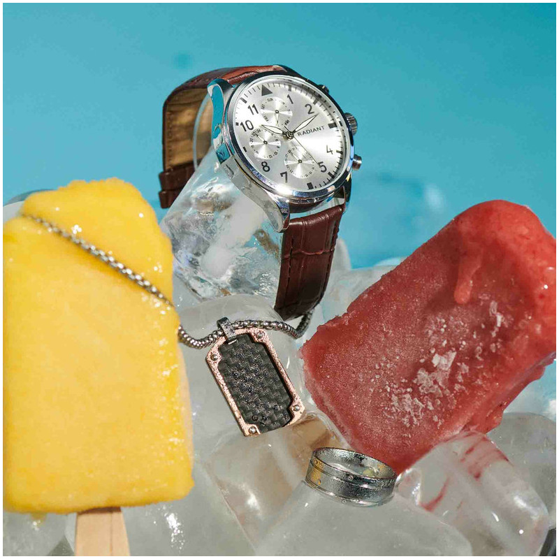 Radiant Caiman Reloj de Hombre con correa de cuero marrón