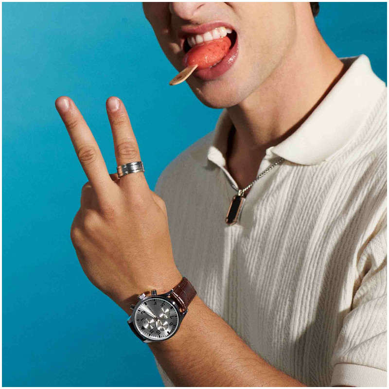 Radiant Caiman Reloj de Hombre con correa de cuero marrón