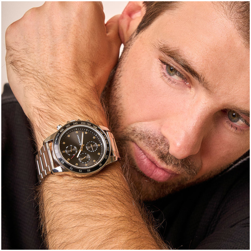 Reloj Hombre Canarias Negro Plateado