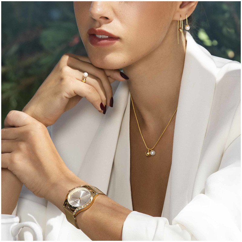 Reloj Mujer Tigy 37MM SS IPG Malla, Acero, Dorado Radiant