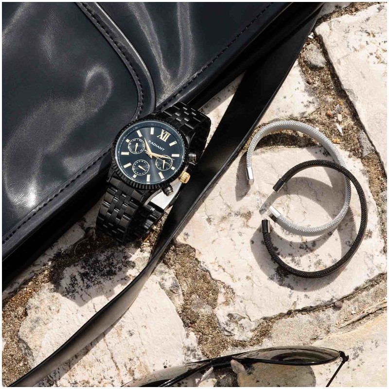 Reloj Hombre Alpha 44.5MM Negro Brazalete, Acero, Negro Radiant