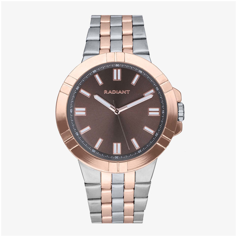 Reloj Hombre Atomik 44MM Marrón IPRG Brazalete, Acero Oro Rosa Radiant