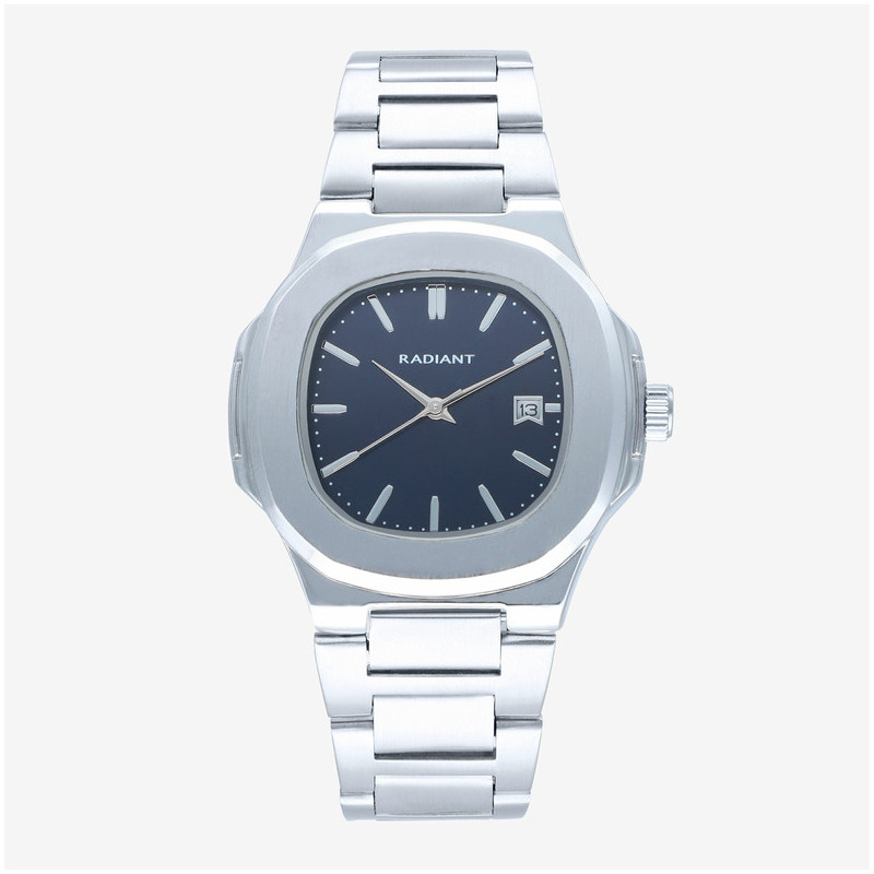 Radiant T-Time Reloj Hombre Plateado Esfera Azul caja hexagonal