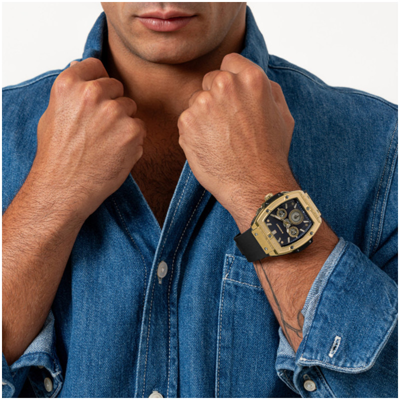 Reloj Hombre Ryan Dorado/Correa Silicona
