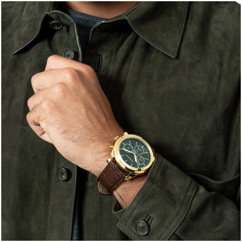 Reloj Hombre Harry Verde-Oro/Marrón
