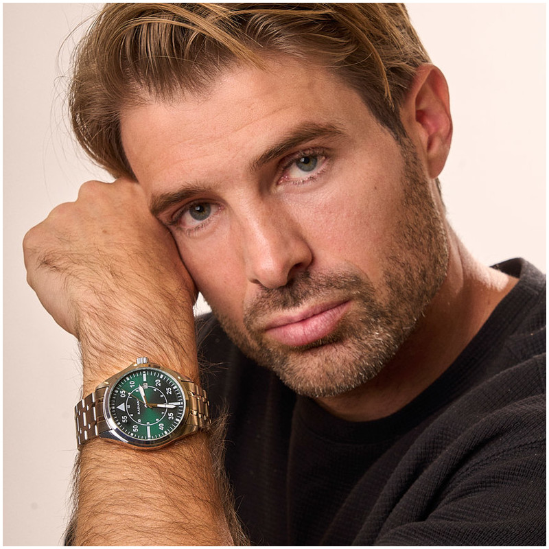 Reloj Hombre Cary Verde Plateado