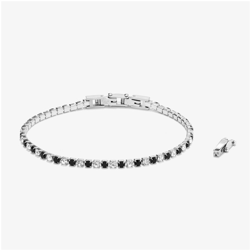 Pulsera Riviere Plata Negro/Blanco FREEDOM Hombre RADIANT