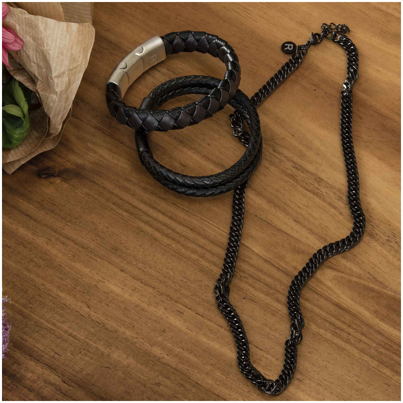 Pulsera piel Black NATURE de Hombre RADIANT Joyas