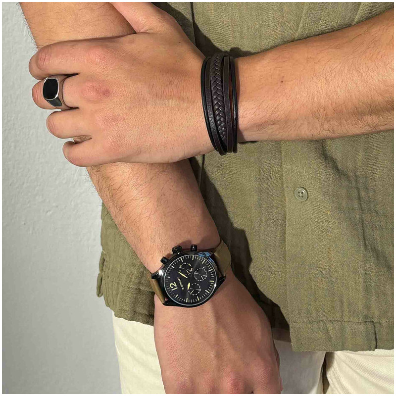Pulsera para Hombre Cande de Cuero Marrón