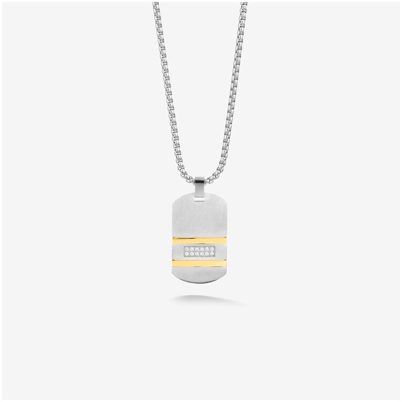Collar Hombre Martinez con Placa en Plata