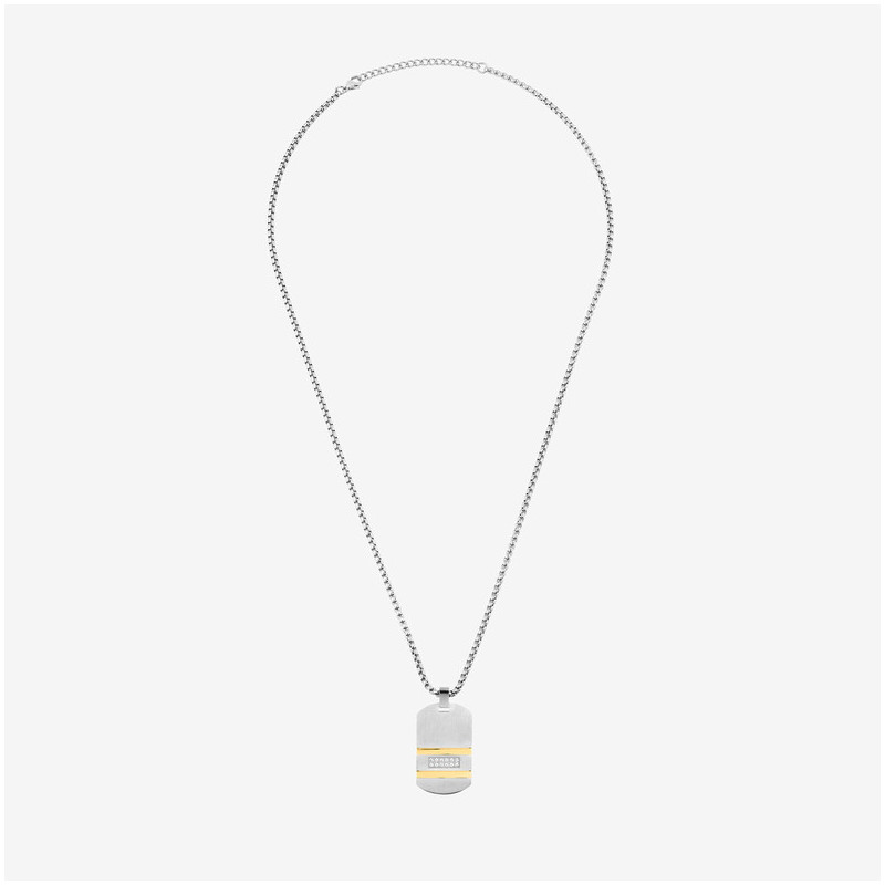 Collar Hombre Martinez con Placa en Plata