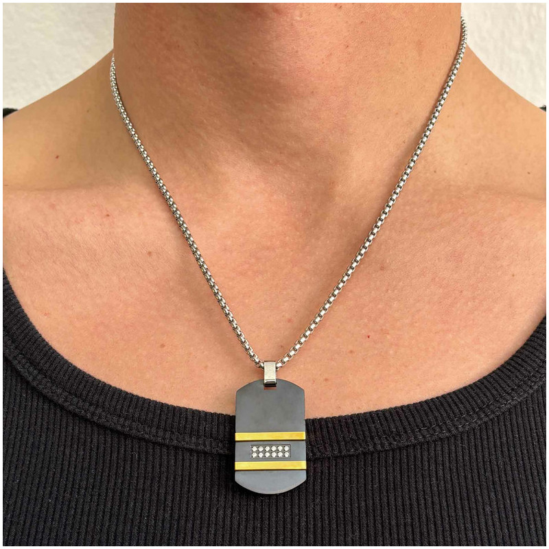 Collar Hombre Martinez Negro y Oro