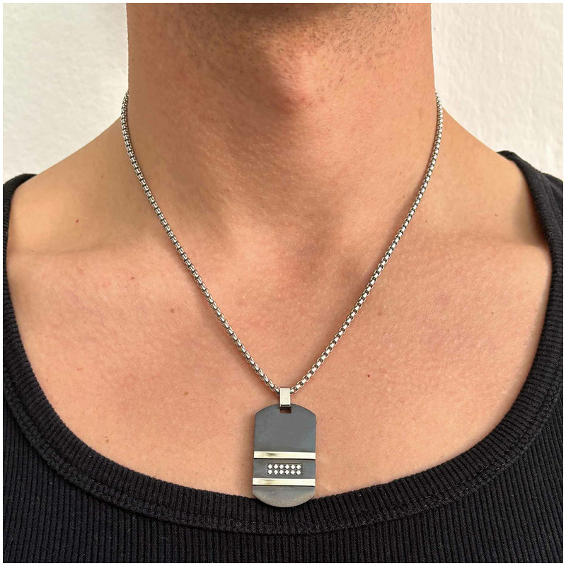 Collar Hombre Martinez Negro y Plata