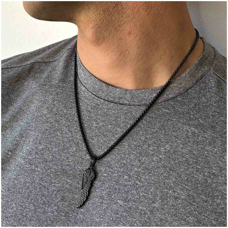 Collar Hombre Piti Ala en Negro