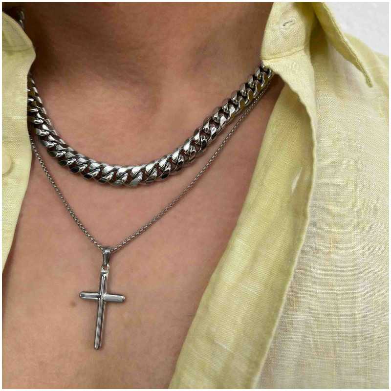 Collar Hombre Musculitos Eslabón en Plata