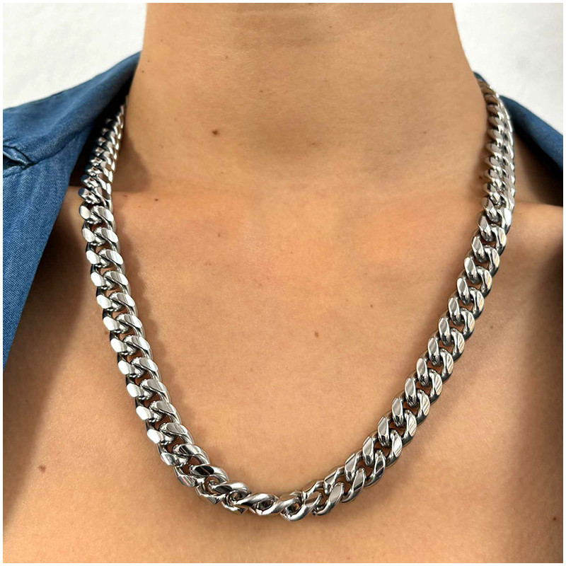 Collar Hombre Musculitos Eslabón en Plata