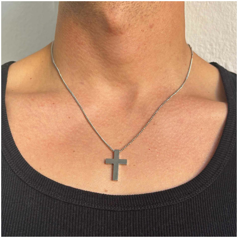 Collar Hombre Mateo Cruz Lisa en Plata