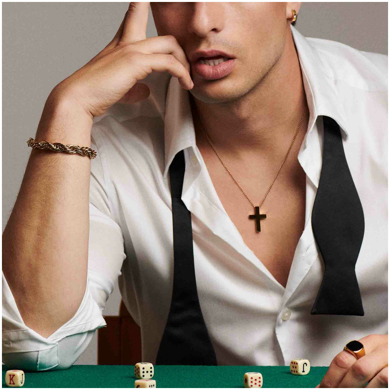 Collar Hombre Mateo Cruz Lisa en Oro