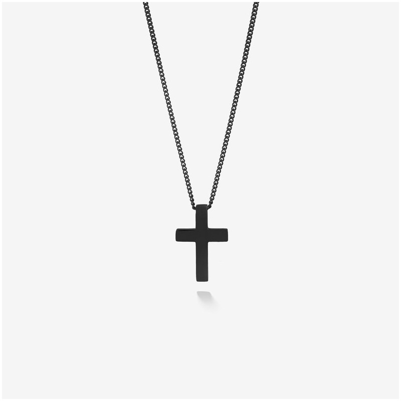 Collar Hombre Mateo Cruz Lisa en Negro