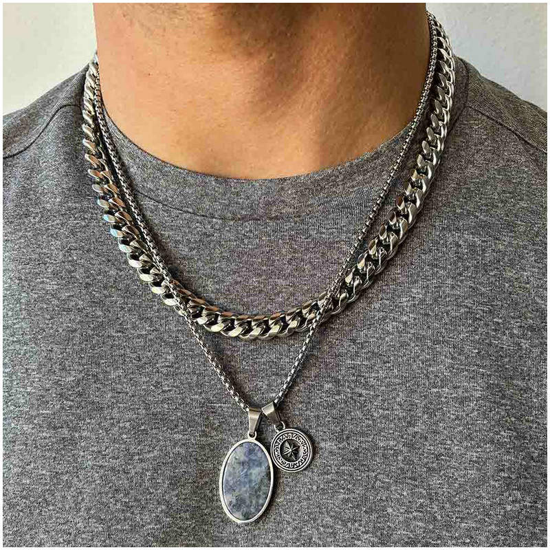 Collar Hombre Medallon Azul J.PALAU