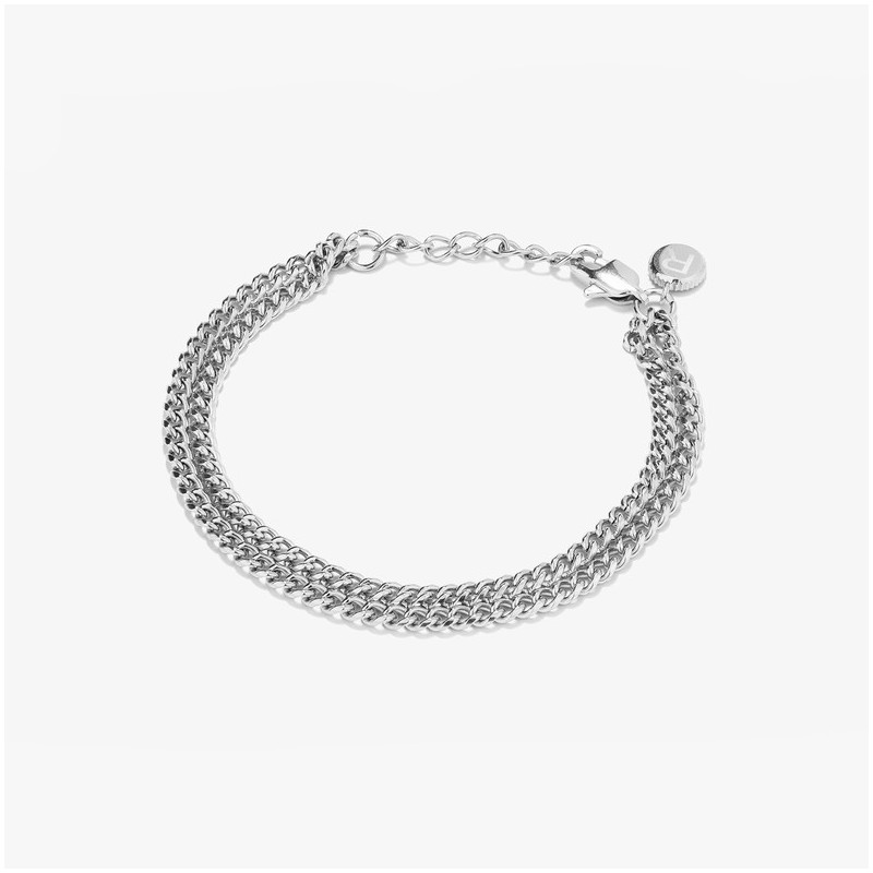 Pulsera doble Hombre Txema en Plata