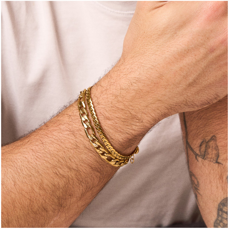 Brazalete Hombre Padlock Picada Oro