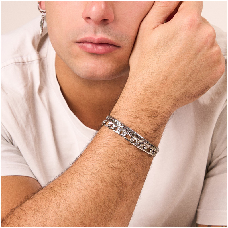 Brazalete Hombre Flat Padlock Plata
