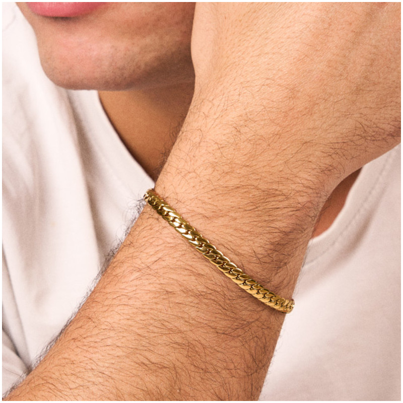 Brazalete Hombre Flat Padlock Oro