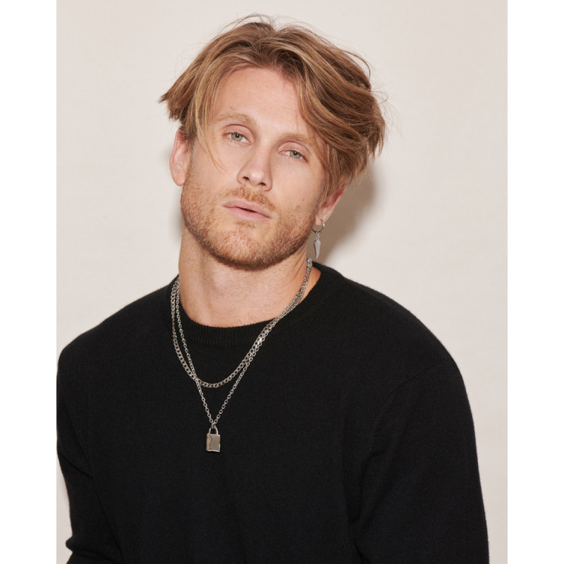 Collar Hombre Flat Padlock Plata
