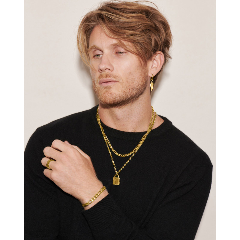 Collar Hombre Flat Padlock Oro