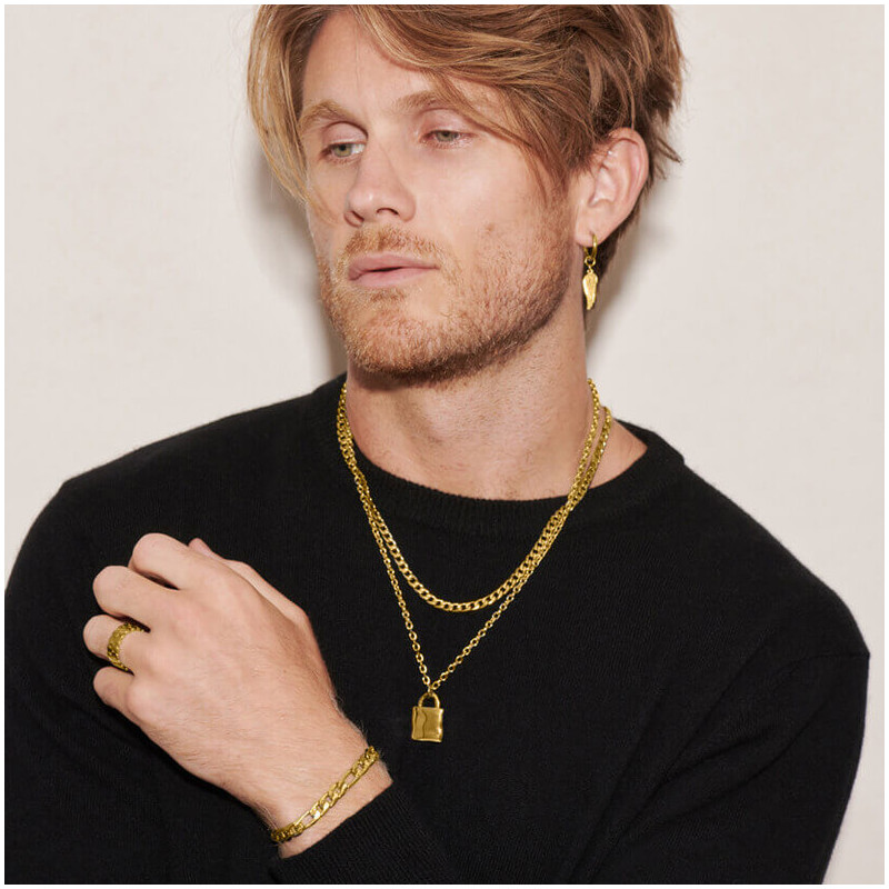 Collar Hombre Candado Padlock Oro